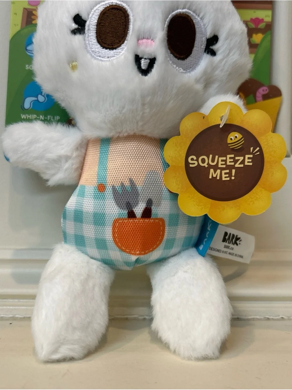 Bark Plush Bunny Toy - White, Pink & Blue Gingham